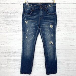 BDG Women's Jeans Slim Slouch Straight Leg Distressed Splattered Patched 26